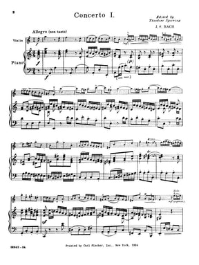 Bach, JS - Concerto No 1 in a minor BWV 1041 for Violin and Piano - Arranged by Spiering - Fischer Edition