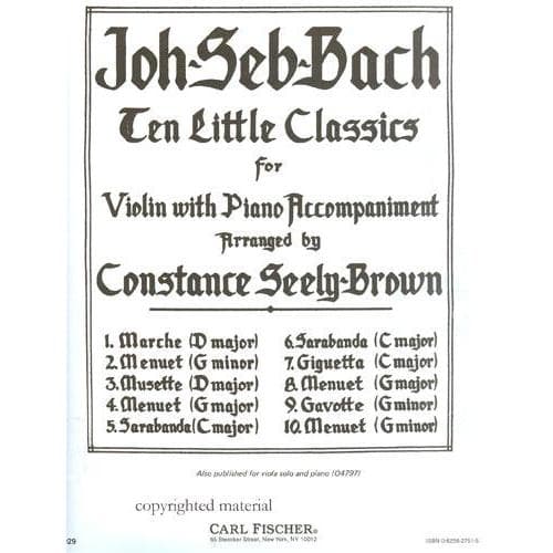 Bach, JS - 10 Little Classics for Violin and Piano - Arranged by Seely-Brown - Fischer Edition