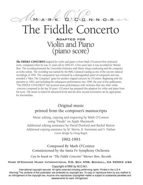 O'Connor, Mark - The FIDDLE CONCERTO for Violin and Piano - Piano Score - Digital Download