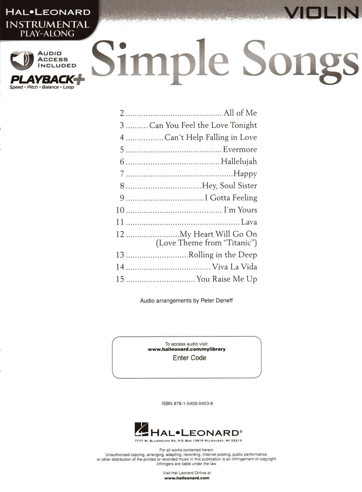 Simple Songs - 14 Well-Known Melodies - for Violin with Audio Access Included - Hal Leonard Instrumental Play-Along