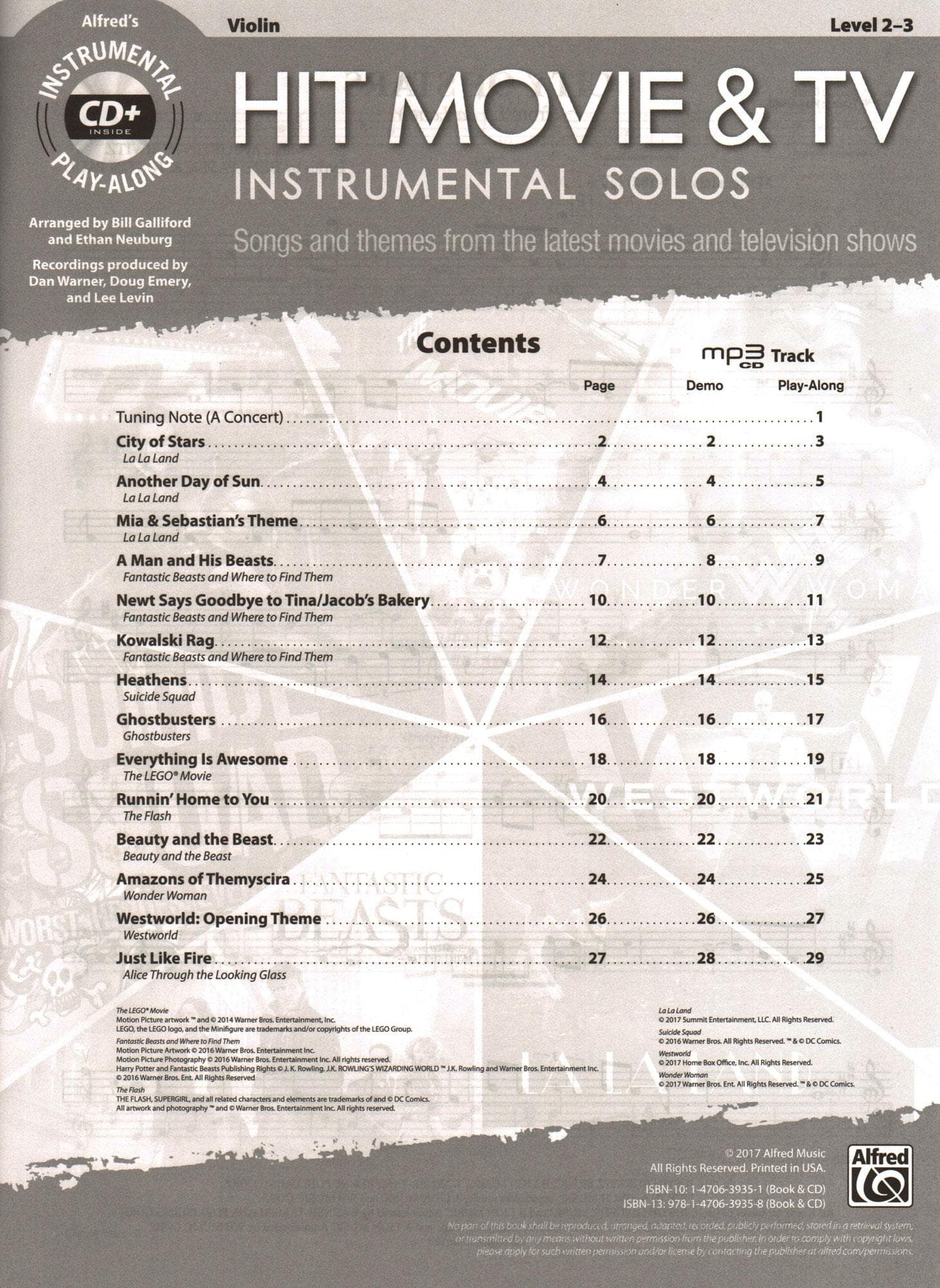 Hit Movie & TV Instrumental Solos - for Violin with CD Audio or Piano PDF Accompaniment - Alfred