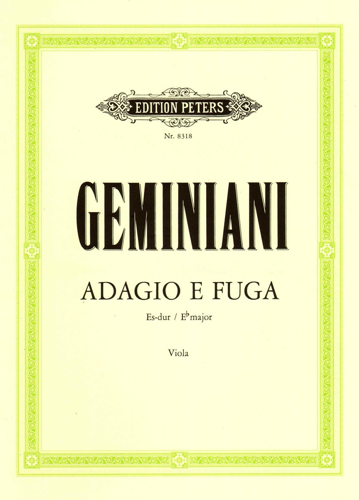 Geminiani, Francesco - Adagio and Fugue In E-Flat Major - Viola solo - edited by Lebermann - Edition Peters