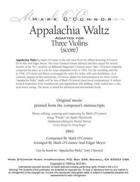 O'Connor, Mark - Appalachia Waltz for 3 Violins - Score - Digital Download