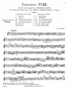 Viotti, GB - Violin Concerto No 23 in G Major - Violin and Piano - edited  by David - Carl Fischer