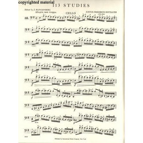 Dotzauer, J Friedrich - 113 Studies for Solo Cello, Volume 2 (Nos 35-62) - edited by Johannes Klingenberg - International Edition