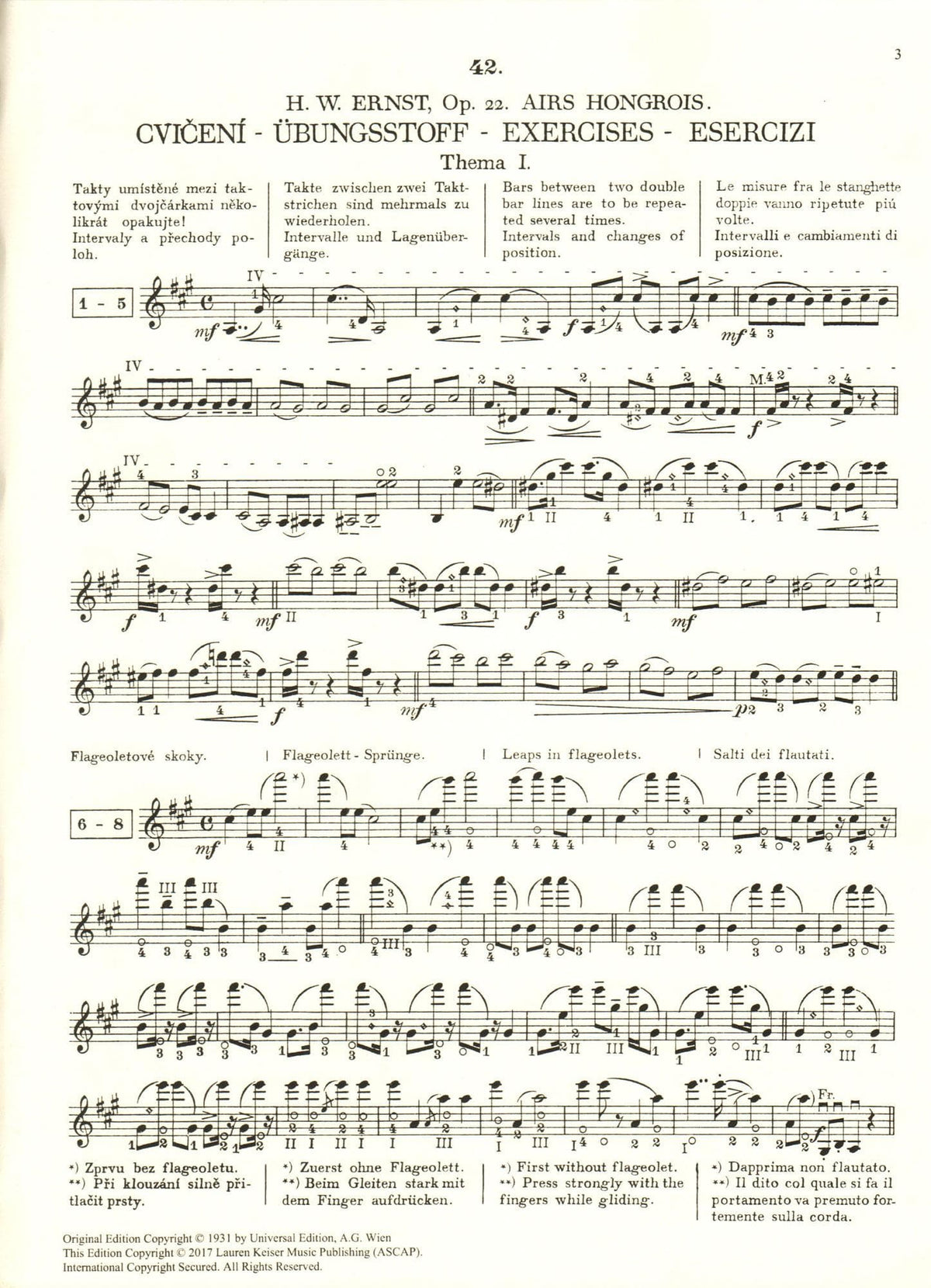 H.W. Ernst - Hungarian Airs, Op. 22 - for Violin and Piano - with Analytical Studies & Excercises by Sevcik (Op. 16, No. 42) - edited by Stephen Shipps