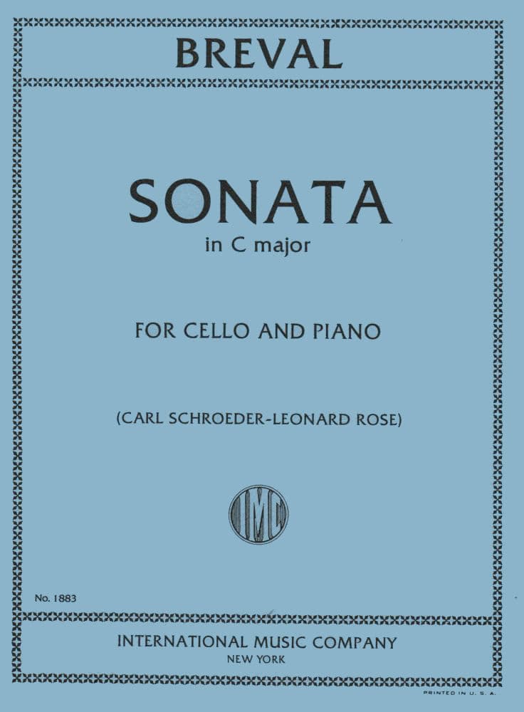 Cello Sonata in C Major - Breval, JB - Cello and Piano - edited by Rose - International Music Company