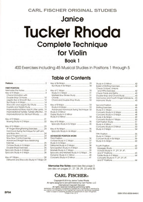 Janice Tucker Rhoda - Complete Technique for Violin - Book One - for Violin - published by Carl Fischer