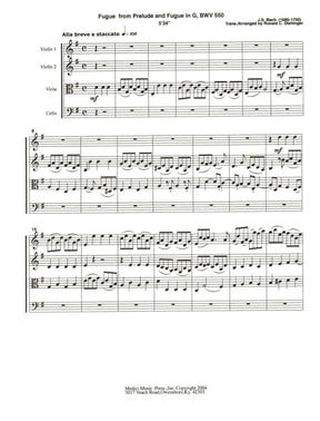 Bach, J.S. - Fugue from Prelude and Fugue in G (BWV 550) - for String Quartet - arranged by Dishinger - Medici Music Press