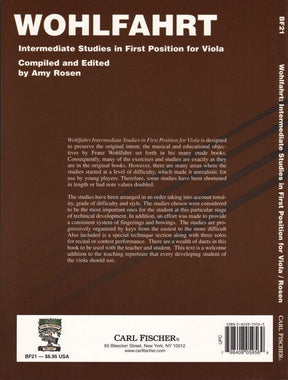 Wohlfahrt, Franz - Intermediate Studies in First Position - Viola - compiled and edited by Amy Rosen - Carl Fischer Edition