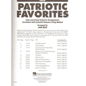 Essential Elements: Patriotic Favorites for Strings - Violin - arranged by John Moss - Hal Leonard Publication