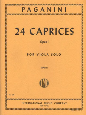 Paganini, Niccolò - 24 Caprices, Op 1 - Viola solo - transcribed by L Raby - published by International Music Company