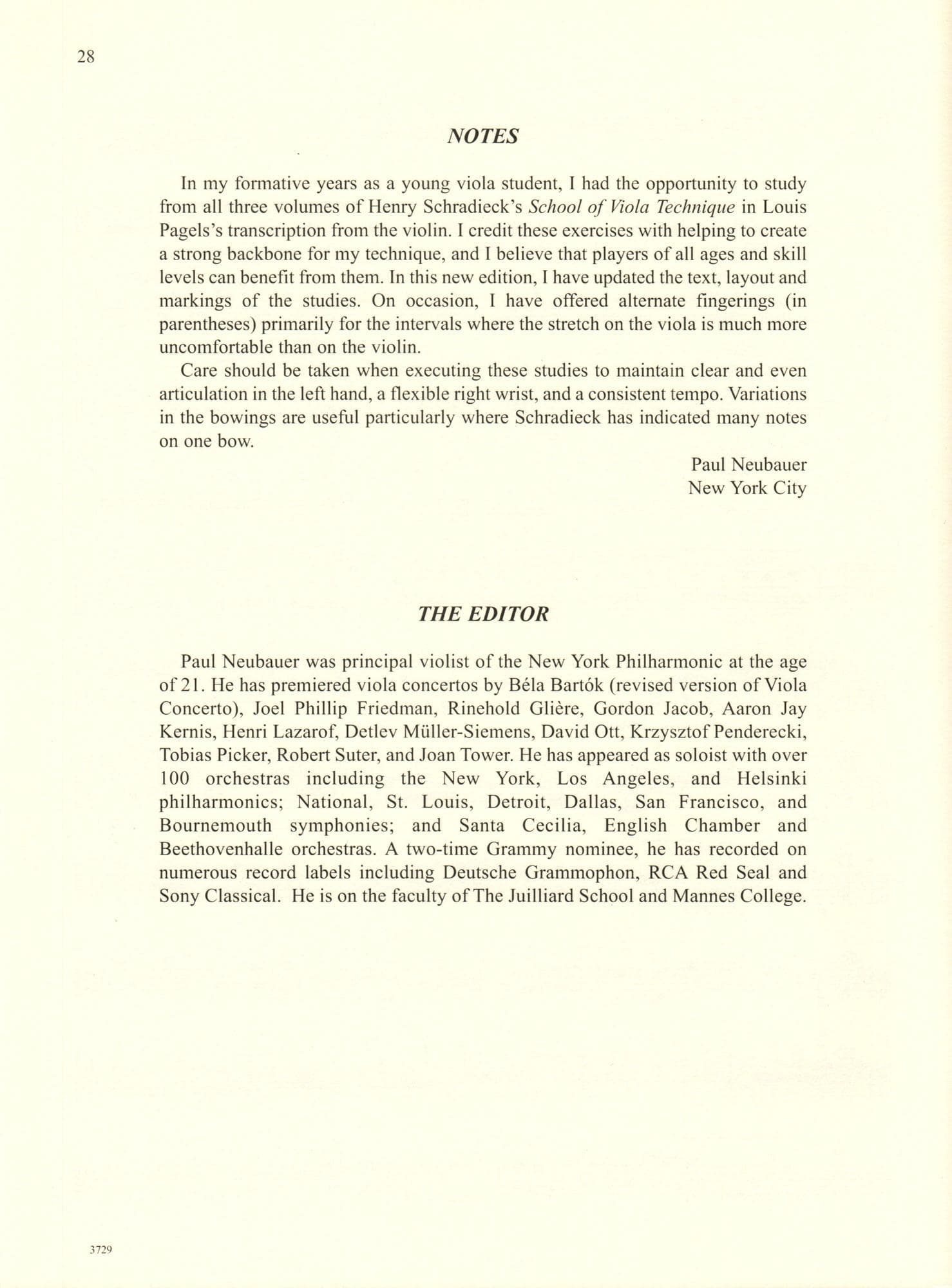 Schradieck, Henry - School of Viola Technique - Volume 1 - for Viola - Edited by Neubauer/Pagels - International