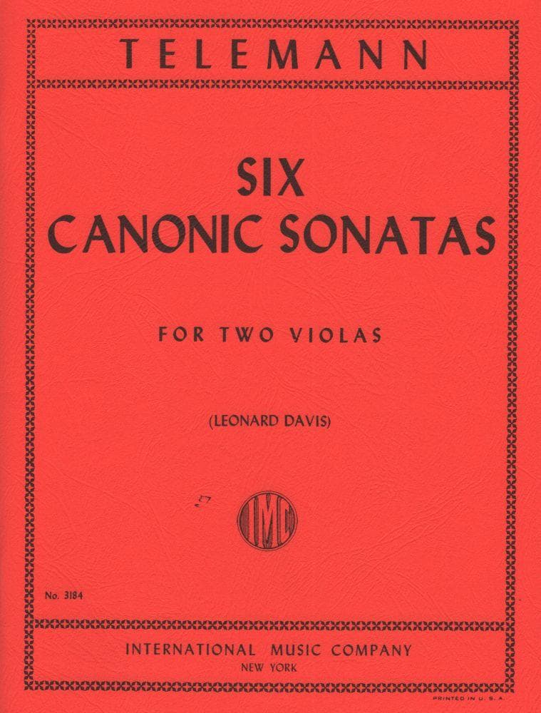 Telemann, Georg Philipp - Six Canonic Sonatas TWV 40:118-123 For Two Violas Published by International Music Company