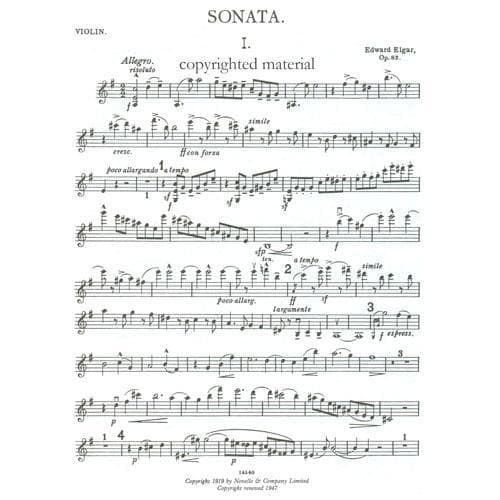 Elgar, Edward - Sonata, Op 82 - Violin and Piano - Novello Edition