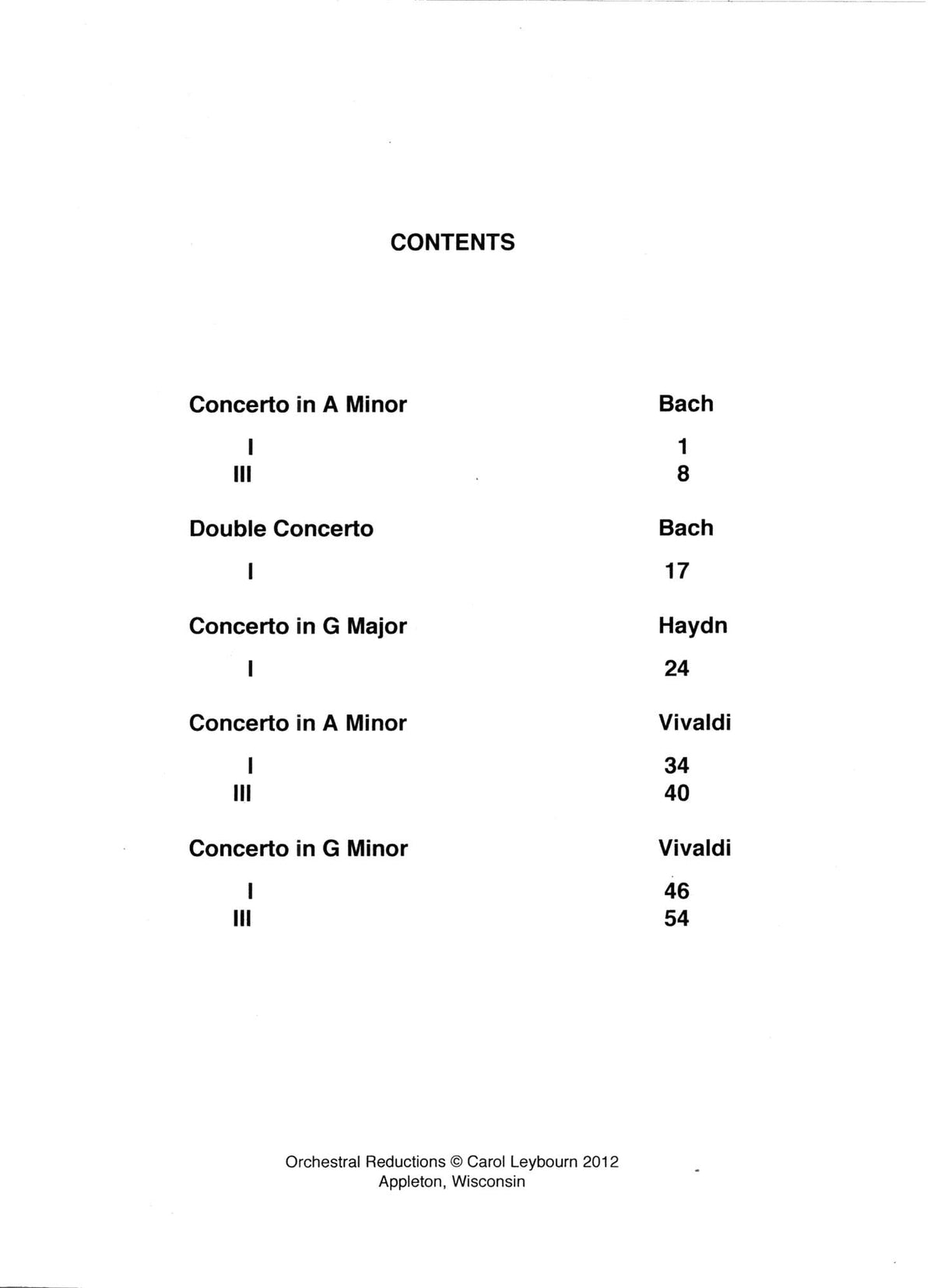 Favorite Violin Concerto Movements - J.S. Bach, Haydn, Vivaldi - PIANO ACCOMPANIMENT ONLY - arranged by Carol Leybourn - Frustrated Accompanist Edition