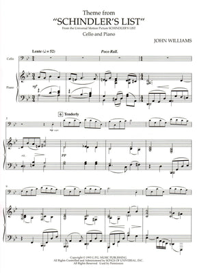 Williams, John - Theme from "Schindler's List" - Cello and Piano - Hal Leonard Publication