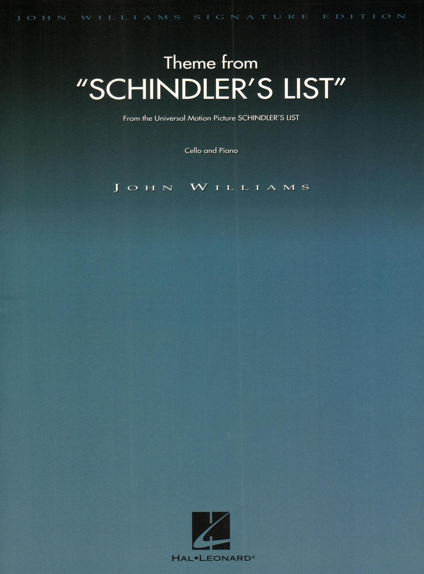 Williams, John - Theme from "Schindler's List" - Cello and Piano - Hal Leonard Publication