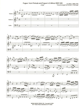 Bach, J.S. - Fugue from Prelude and Fugue (BWV 535) - for Two Violins and Cello - arranged by Dishinger - Medici Music Press