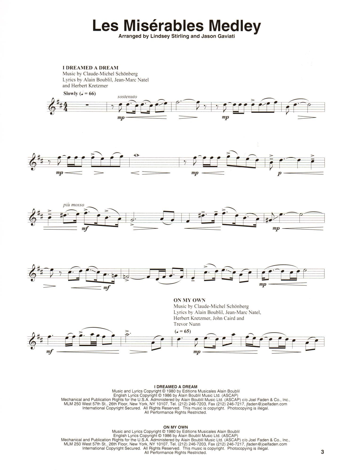 Les Misérables - Medley for Violin with Audio Accompaniment - as Performed by Lindsey Stirling - Hal Leonard