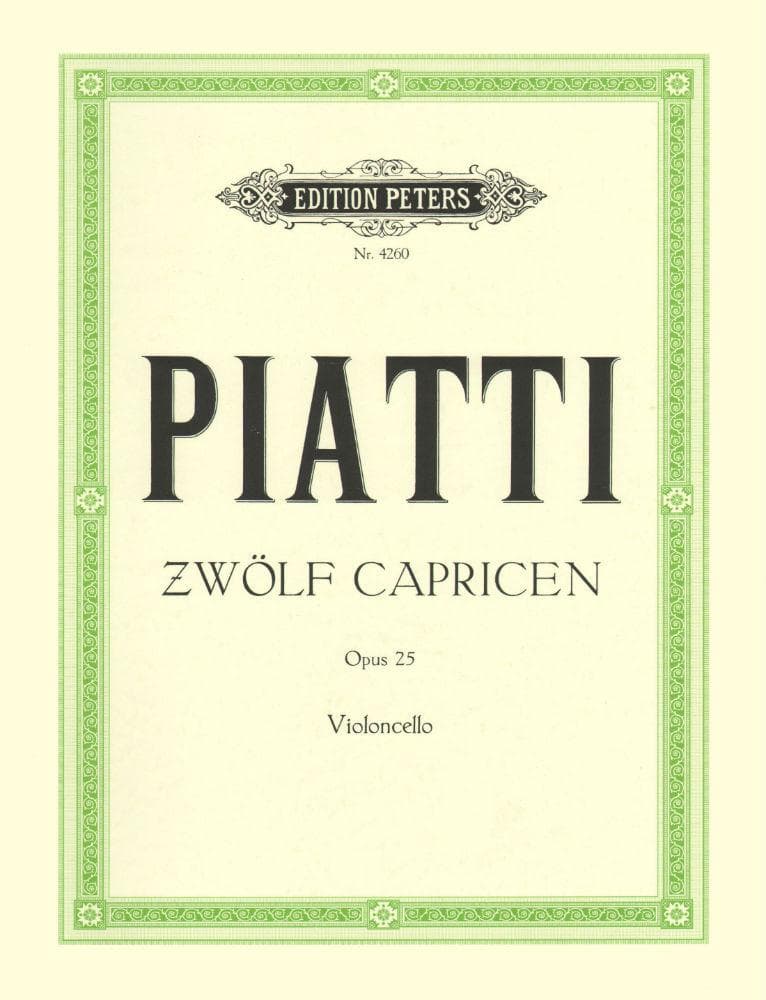 Piatti, Alfredo - 12 Caprices, Op 25 For Cello Edited by  Stutschewsky Peters Edition