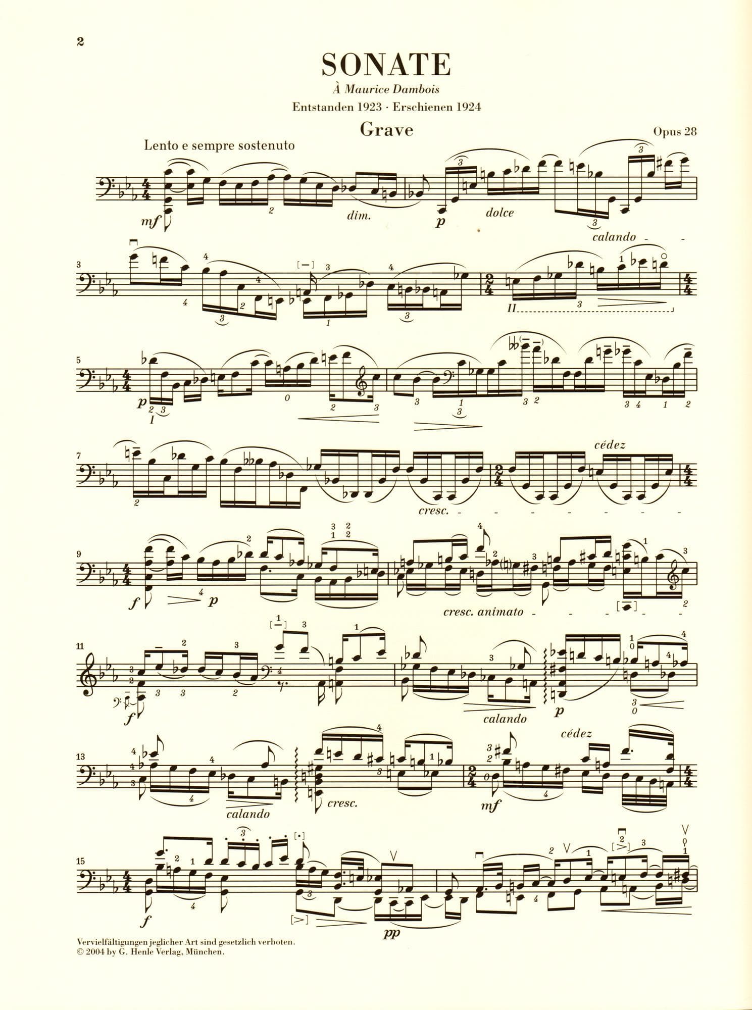 Ysaÿe, Eugène - Sonata for Solo Cello, Op 28 URTEXT Published by G Henle Verlag