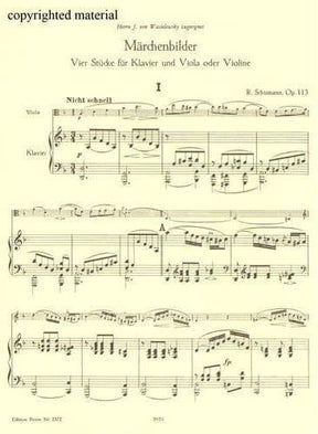 Schumann, Robert - Marchenbilder (Fairy-Tale Pictures), Op 113 - for Violin and Piano - Peters Edition