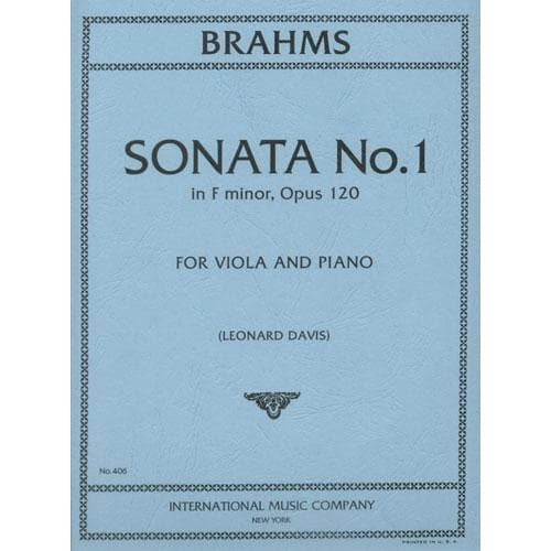 Brahms, Johannes - Sonata No 1 in f minor Op 120 for Viola and Piano - Arranged by Davis - International Edition