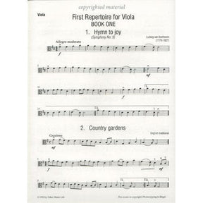 Wilkinson/Hart - First Repertoire For Viola, Book 1 Published by Faber Music