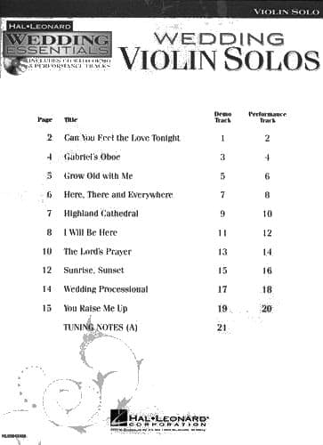 Hal Leonard Wedding Essentials: Wedding Violin Solos - Violin and Piano - Book/Online Audio - Hal Leonard Edition