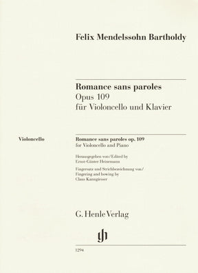 Mendelssohn, Felix - Romance Sans Paroles, Op 109 - for Cello and Piano - G. Henle Verlag URTEXT