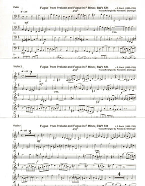 Bach, J.S. - Fugue from Prelude and Fugue (BWV 534) - for Two Violins and Cello - arranged by Dishinger - Medici Music Press