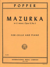 Popper, David - Mazurka in G Minor, Op 11 No 3 - for Cello and Piano - International Music Co