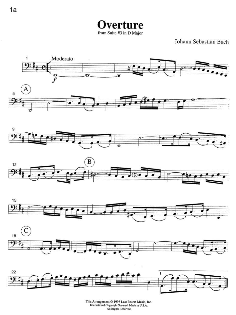 Music for Four, Volume 1 - Part 4 (Cello/Basoon) - arranged by Daniel Kelley - Last Resort Music