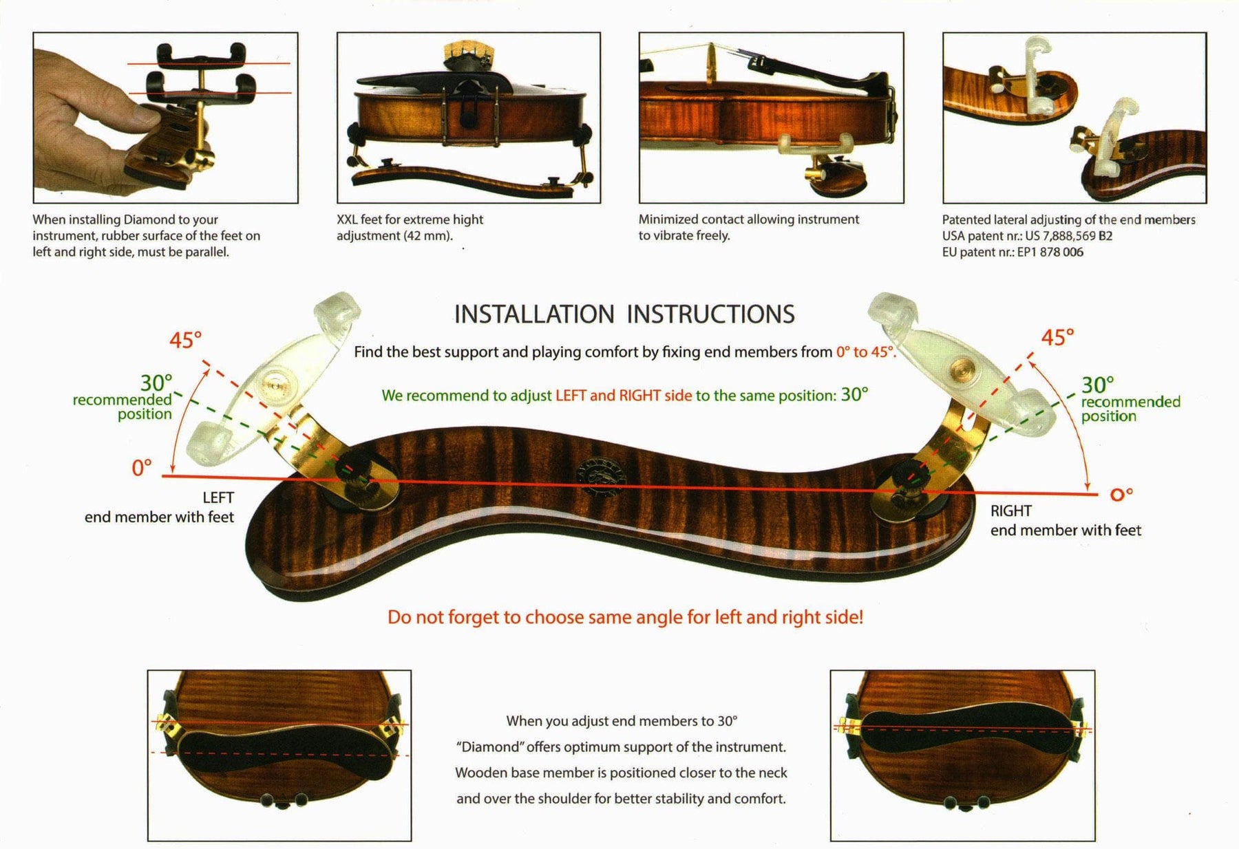 Viva La Musica Diamond Violin Shoulder Rest Walnut