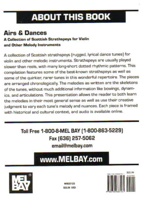 Airs and Dances: A Collection of Scottish Strathspeys - Violin & Fiddle - arranged by Mara Shea - published by Mel Bay