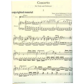 Hoffmeister, Franz Anton - Concerto in D Major - Viola and Piano - edited by Clemens Richter and Gerhard Rolf Bauer - Edition Peters