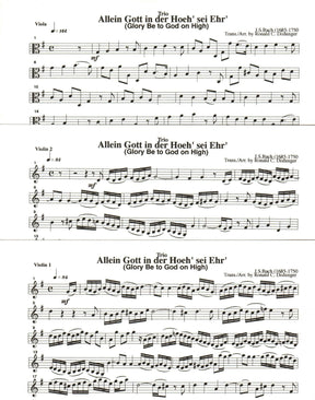 Bach, J.S. - Glory Be to God on High - for Two Violins and Viola - arranged by Dishinger - Medici Music Press