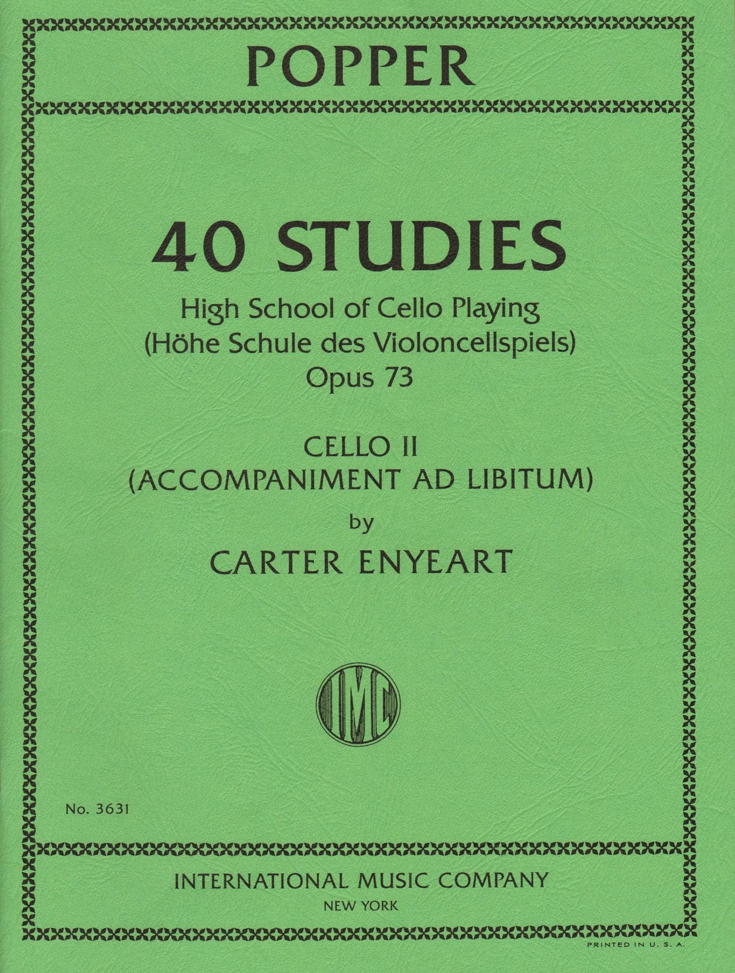 Enyeart, Carter - Cello Accompaniment - to 40 Studies from High School of Cello Playing by Popper - International