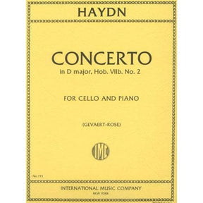 Haydn, Franz Joseph - Concerto in D Major, Hob VIIb:2 - Cello and Piano - edited by FA Gevaert and Leonard Rose - International Edition