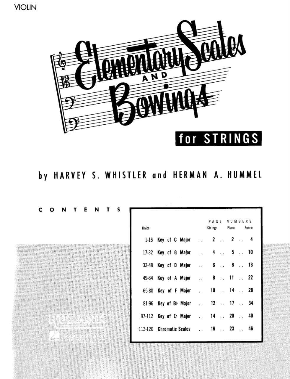 Whistler - Elementary Scales & Bowings, for Violin Published by Rubank Publications