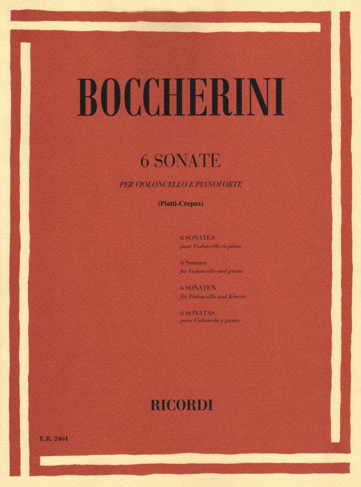 Boccherini, Luigi - 6 Sonatas for Cello and Piano - Ricordi Edition