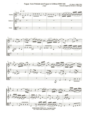 Bach, J.S. - Fugue from Prelude and Fugue (BWV 535) - for Two Violins and Viola - arranged by Dishinger - Medici Music Press