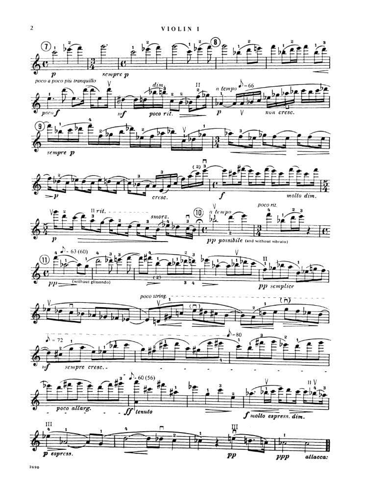 Bartók, Béla - First String Quartet in a minor, Op 7, Sz 52 - Set of Parts - edited by Paolo Borciani - International Music Company