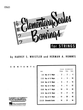 Whistler/Hummel - Elementary Scales & Bowings, for Cello Published by Rubank Publications