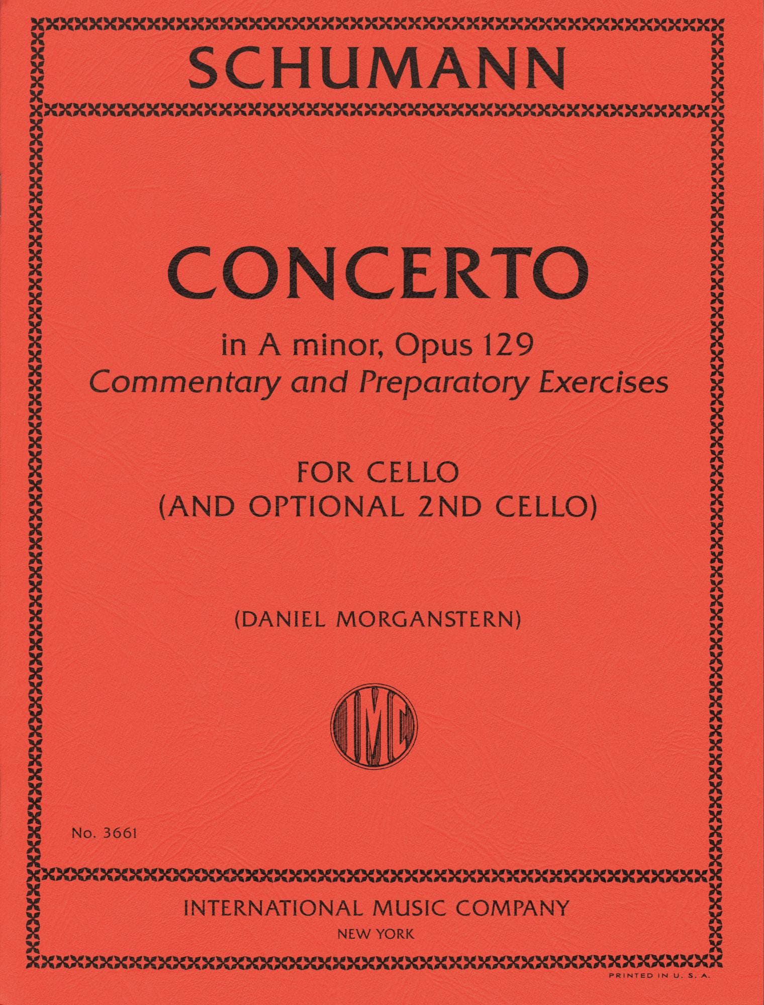 Schumann, Robert - Cello Concerto in A minor - with Optional 2nd Cello - Commentary/Preparatory Exercises by Daniel Morganstern - International Music Company