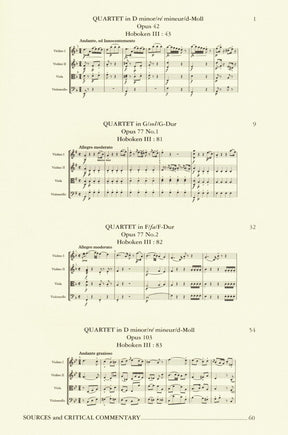 Haydn, Franz Joseph - 4 String Quartets, Op. 42, 77, 103 - Score and Parts - edited by Simon Rowland-Jones - Edition Peters URTEXT