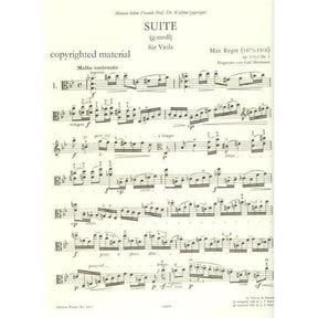 Reger, Max - Three Suites, Op 131d For Viola Edited by Herrmann Peters Edition