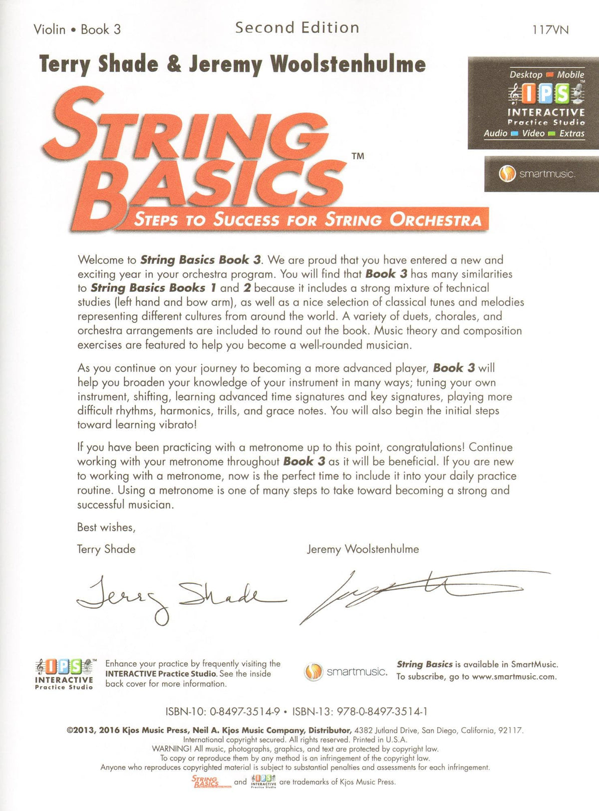 String Basics - Steps to Success for String Orchestra - Book 3 - Violin - Neil A. Kjos