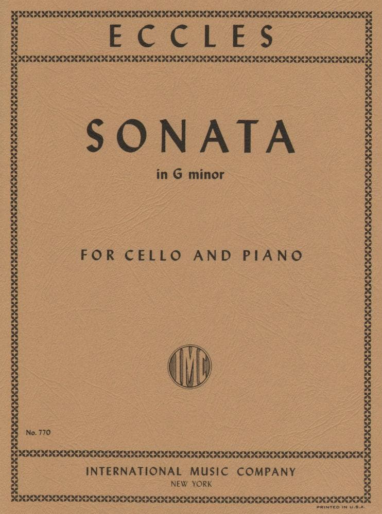 Eccles, Henry - Sonata in g minor - Cello and Piano - edited by Alfred Moffat - International Edition